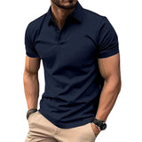 marineblauw poloshirt met korte mouw
