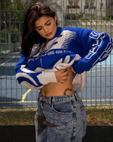 Racing Strickjacke Unisex oversized blau
