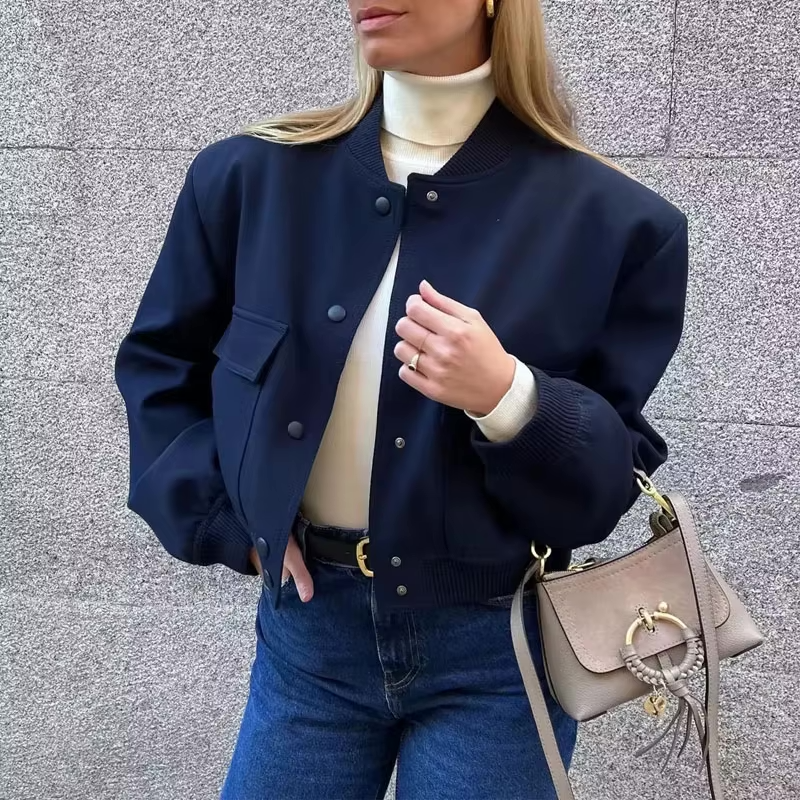 Emilia Bomberjacke navyblau – Übergangsjacke mit Taschen
