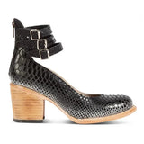 Zwarte croco hakken met bandjes en rits