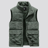 Groene ribfluwelen bodywarmer met zakken
