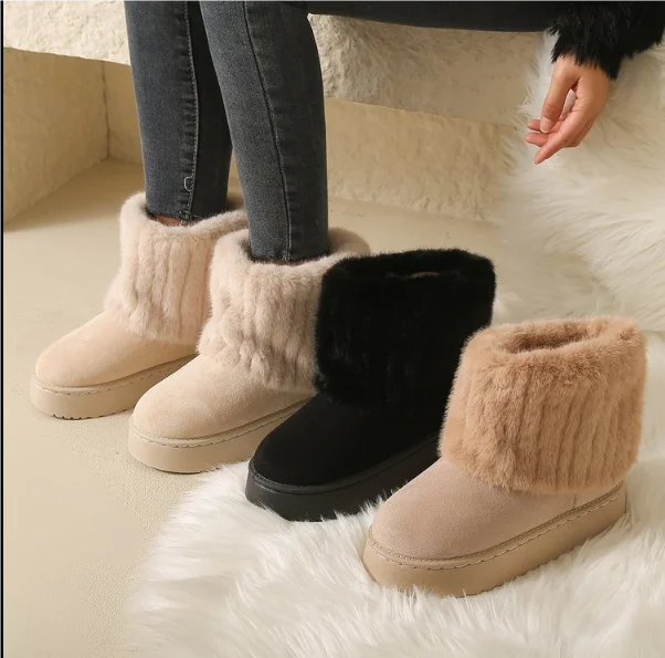 Stylische Winterboots für Damen in Beige, Schwarz und Braun