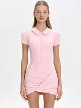 Set Damen Rosa aus Poloshirt-Body und Wickelrock – Liva von Talaine, Farbansicht Rosa