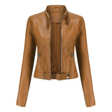 Veloura Bikerjacke Damen camel vegan Leder