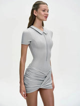Zweiteiliges Set Damen mit Poloshirt-Body und Rock – Liva von Talaine, Seitenansicht