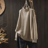 beige kasjmier look sweater voor dames met losse pasvorm en ronde hals