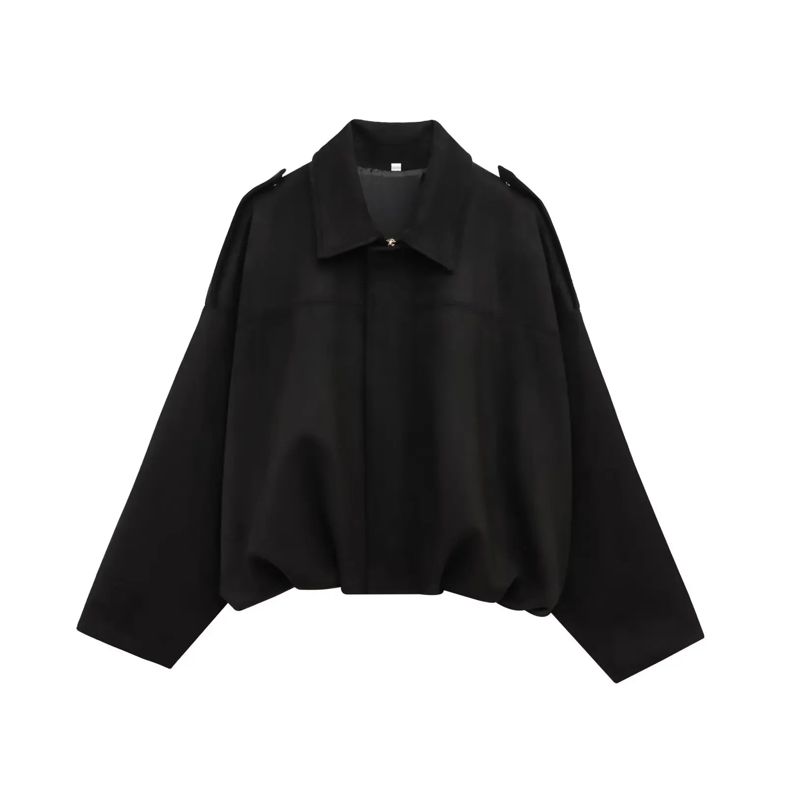 Zwarte korte suède look jas met epauletten