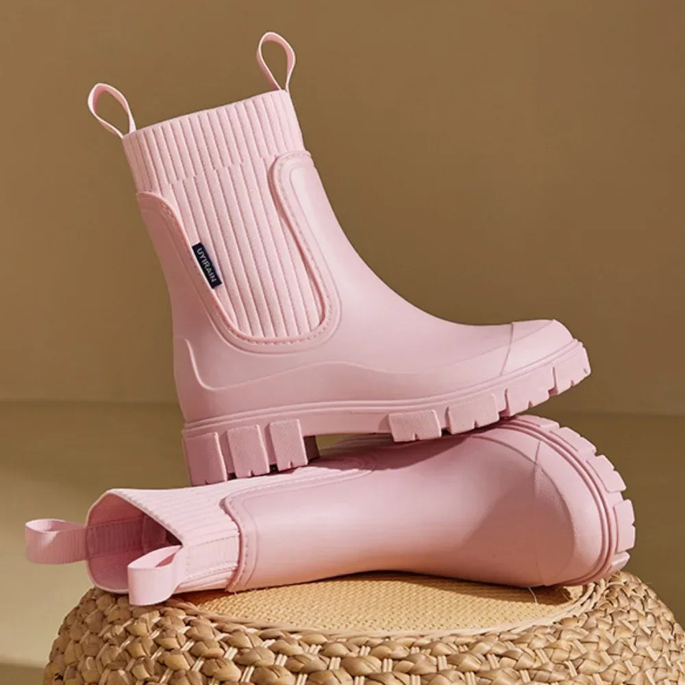 Damen Chelsea Regenstiefel wasserdicht rosa – Regenliebe Chelsea