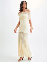 Mystique Maxi Kleid Elfenbein – Elegantes Abendkleid