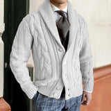 heren vest met knoopsluiting en kabelpatroon

