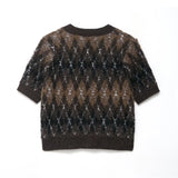 Marolyn | Kurze Strickjacke mit Argyle-Muster & Knöpfen