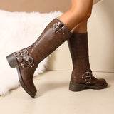 StahlHerz Biker Boots | Hohe Damen-Stiefel mit Schnallen-Detail