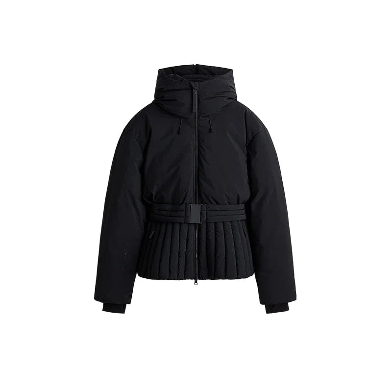 auraya skijacke schwarz mit warmer wattierung und reißverschluss