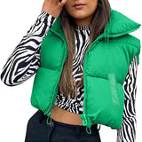 Marlowe Cropped Steppweste Damen in Neongrün am Model
