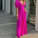 Marlowe Wide-Leg Jumpsuit in Rosarot für Damen mit hoher Taille von Talaine