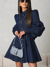 Aurelia Denim Chic Mini Dress zijaanzicht