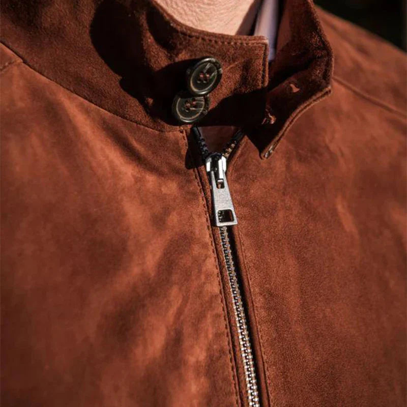 luxe suède jas voor heren zwart