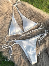 Lana | Metallic Satijnen Halter Bikini Set