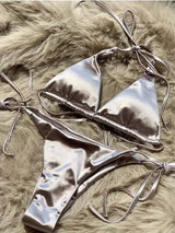Lana | Metallic Satin Halter Bikini Set