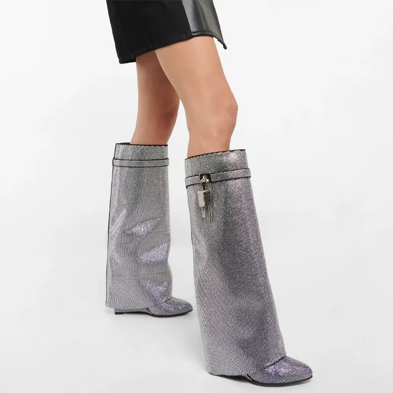 Noarè Statement-Boots in Silber mit luxuriösem Glanz