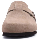 Comfort Clogs Damen aus Wildleder mit Kork-Fußbett – Mavira von Talaine, Nahaufnahme
