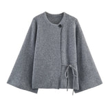 Produktfoto elegante Wickelweste für Damen in Grau