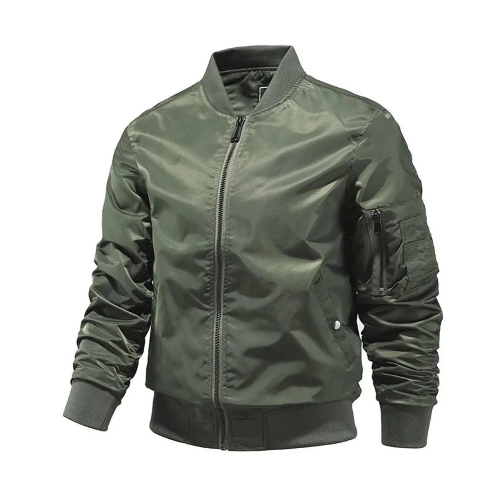 effen kleur baseballjack voor mannen
