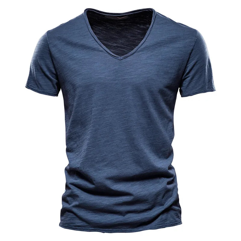 Donkerblauw zomershirt voor heren in slanke pasvorm