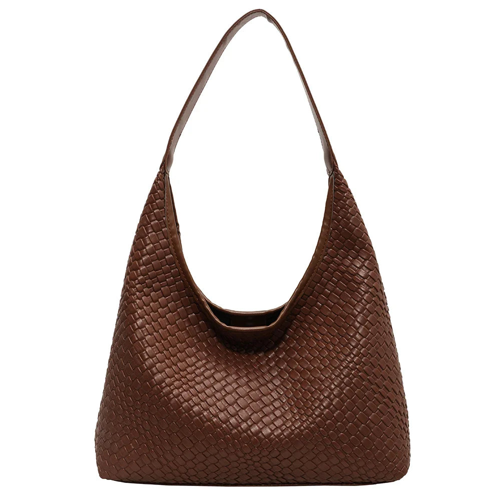 bruine grote shopper tas met pouch vegan leer
