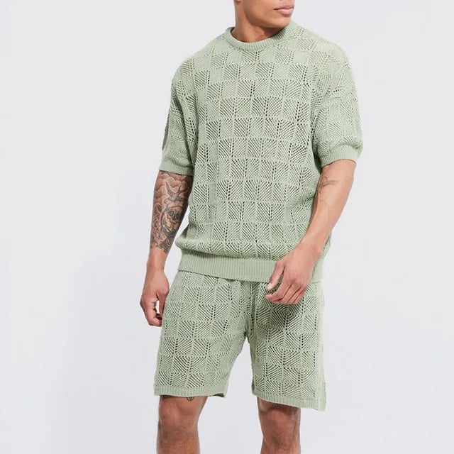 gebreide zomeroutfit met textuur

