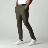 heren slim fit broek in zandkleur
