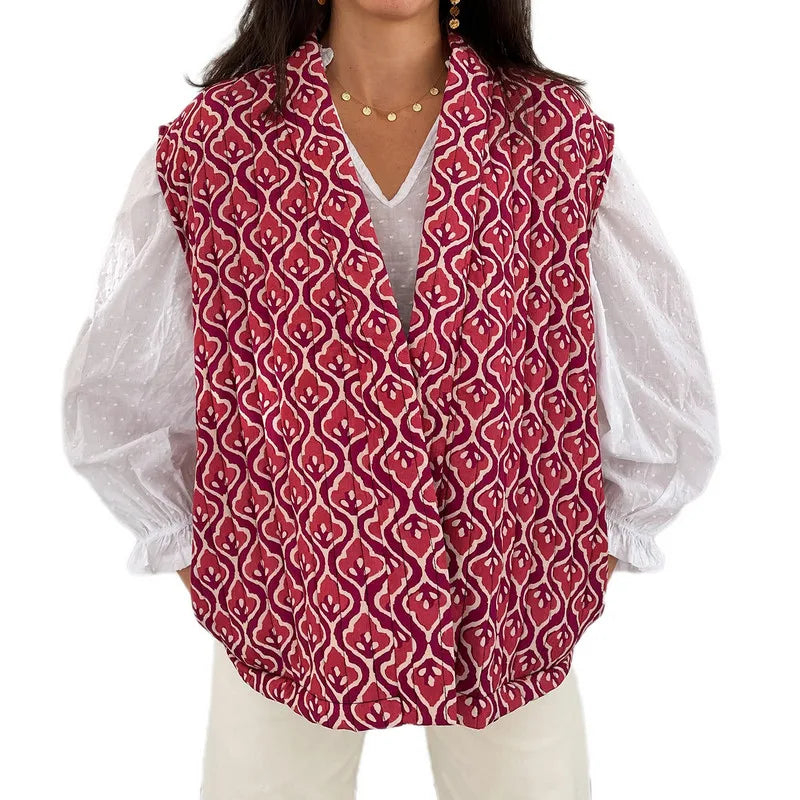 Poppy Puffer Bodywarmer für Damen im Retro-Design