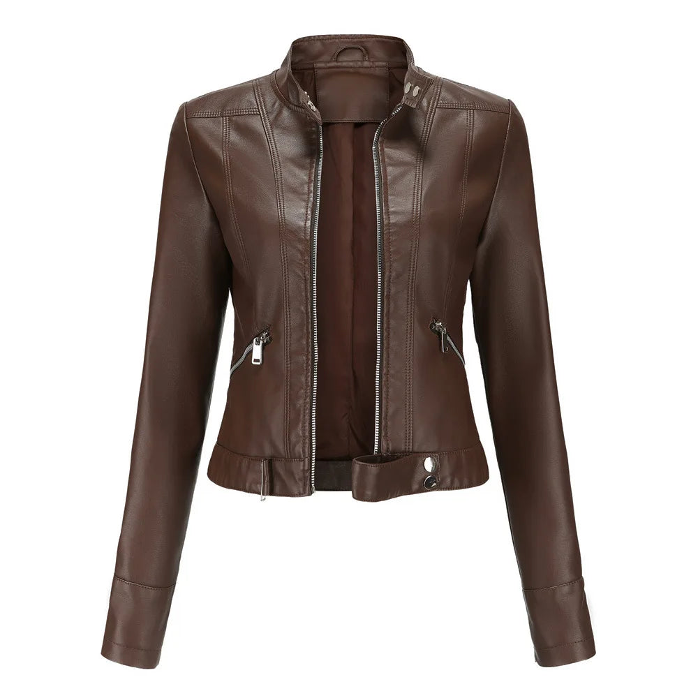 Veloura Bikerjacke Damen braun vegan Leder
