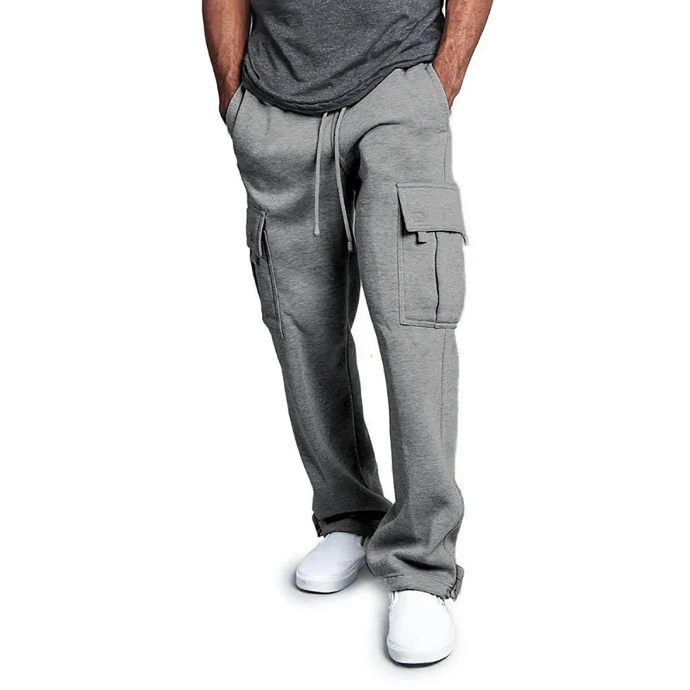 Grijze trendy cargo broek met verstelbare enkels.