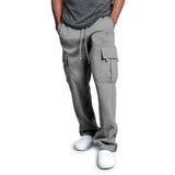 Grijze trendy cargo broek met verstelbare enkels.