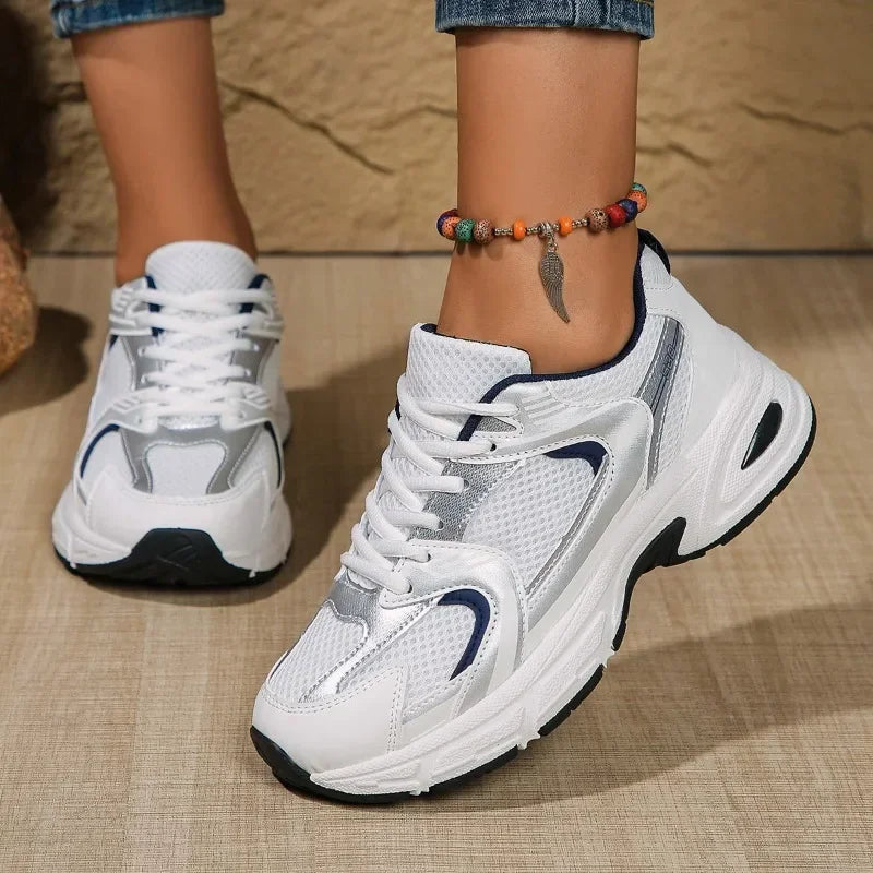 Venyra Chunky Sneakers Damen weiß mit blauen Akzenten