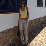 Wide-Leg Hose Damen gestreift Rückansicht