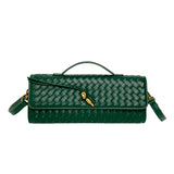 groene tas van vegan leer met chique geweven design

