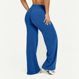 Yoga-Hose Damen Tiefseeblau High Waist Flared mit weitem Bein – Livia von Talaine, Farbansicht Tiefseeblau