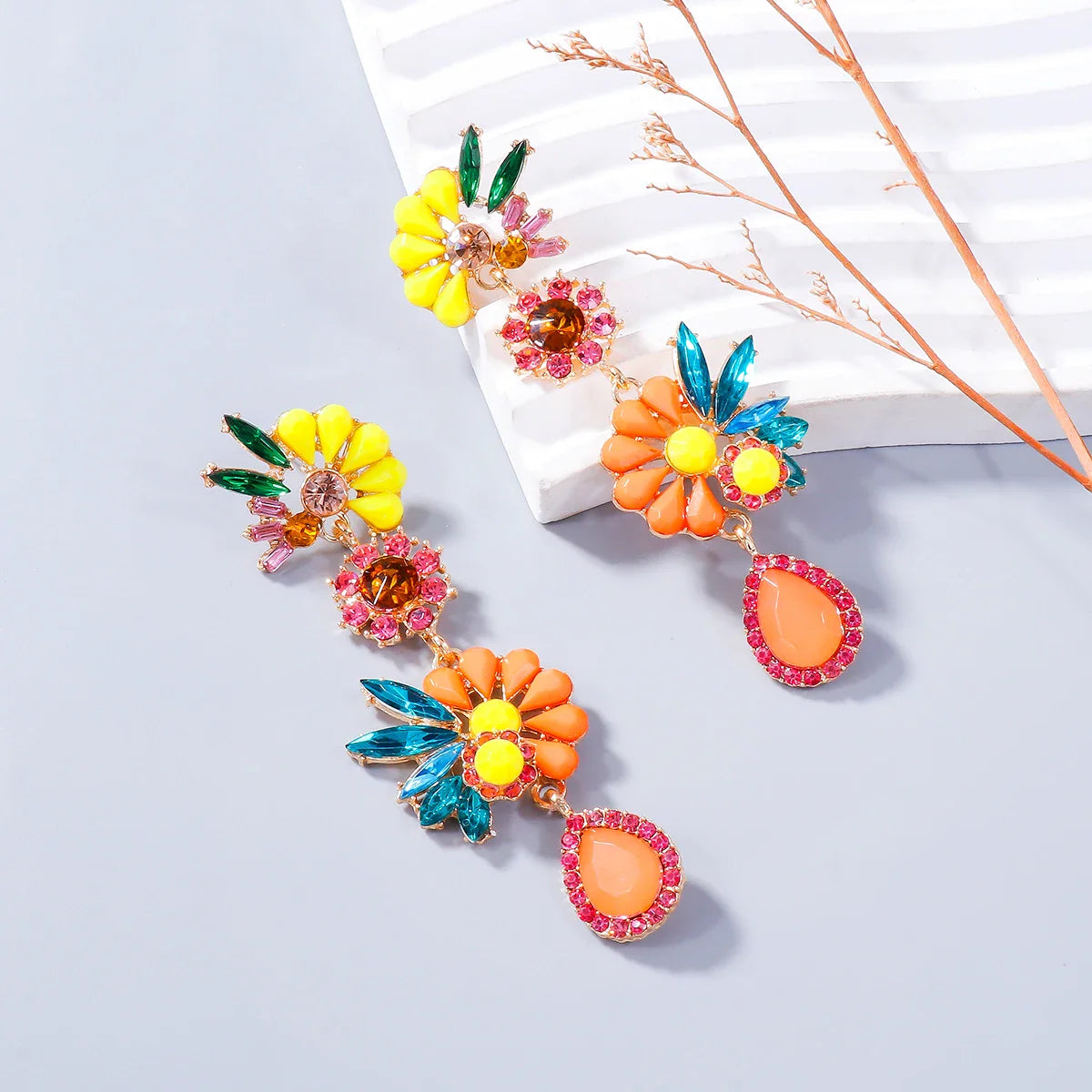 Soléna Bloom Ohrringe in Orange, Gelb, Türkis und Pink

