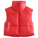 Marlowe Cropped Steppweste Damen in Rot mit cropped Passform