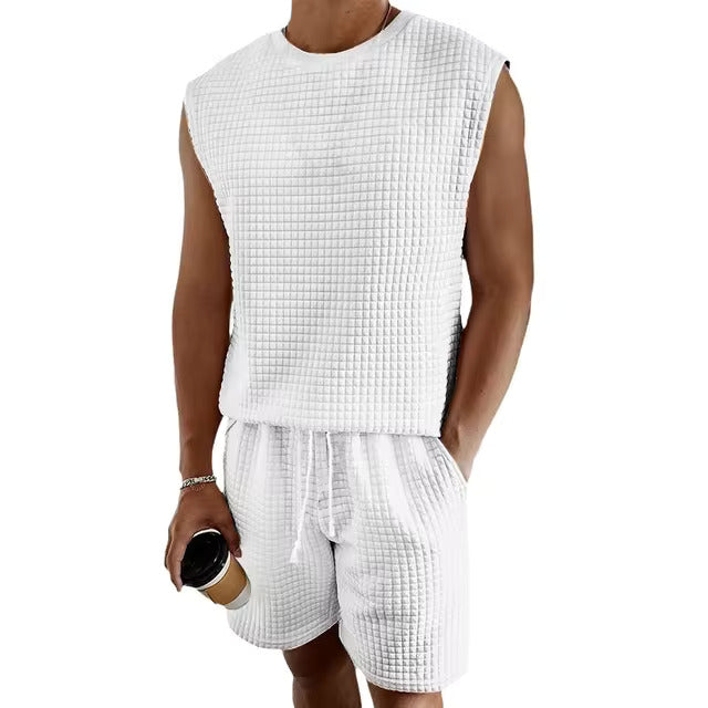 Witte zomerset voor heren zonder mouwen