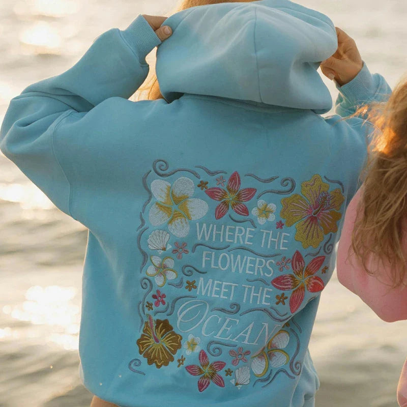 Florina Coast | Bestickter Hoodie - Where the Flowers meet the Ocean -