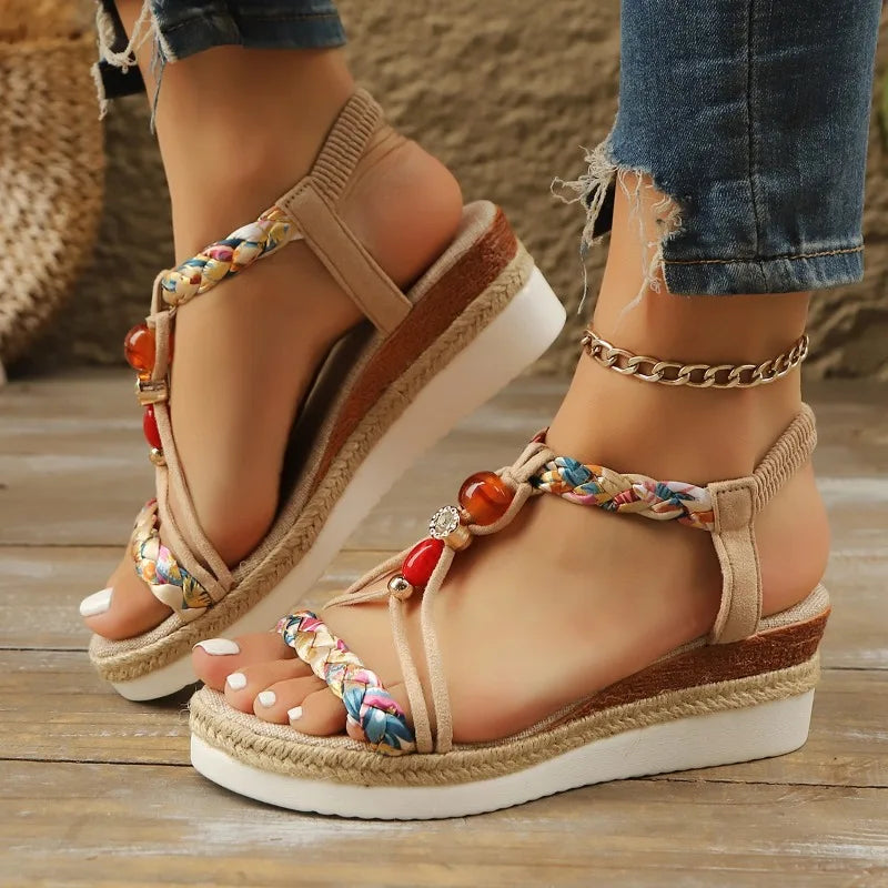 sandalen met bohemian look en comfortabele pasvorm
