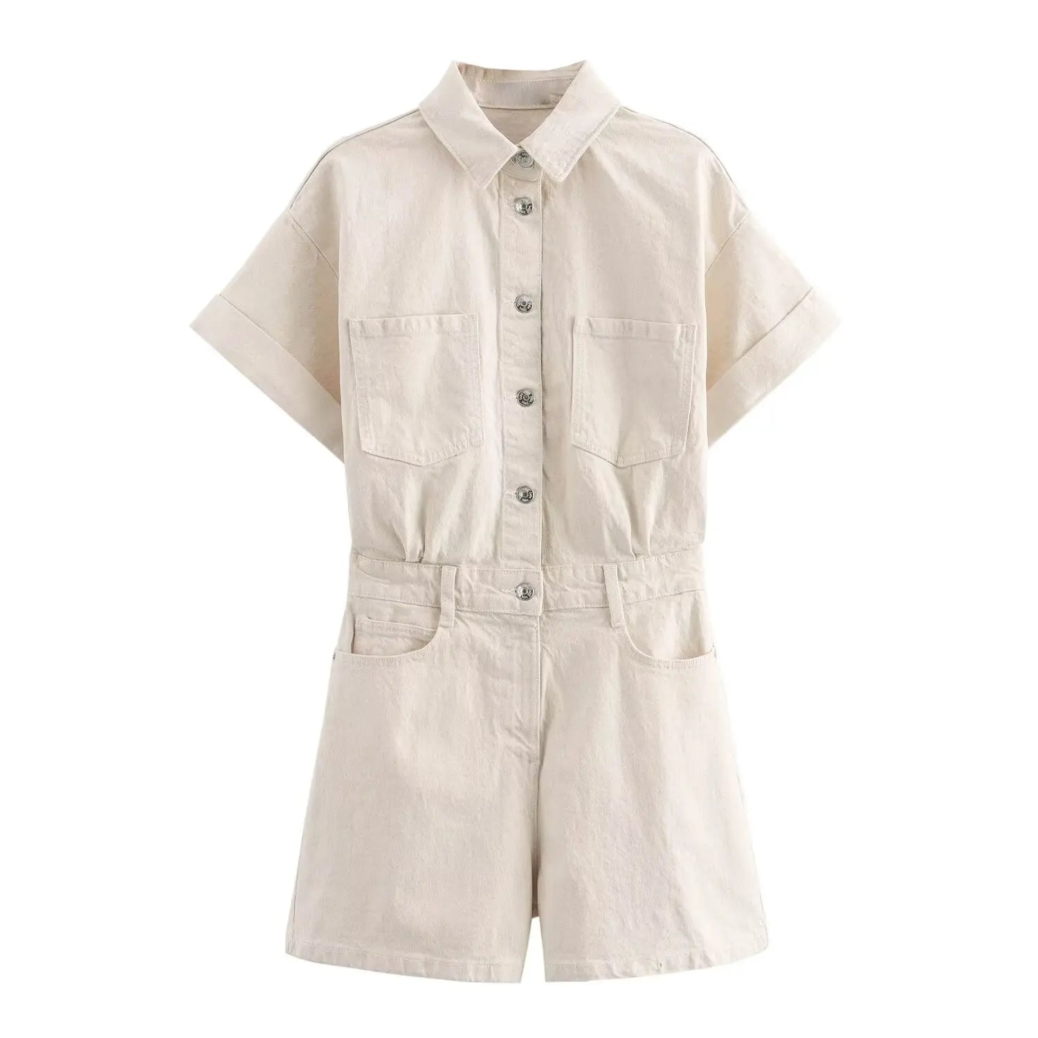 Talaine Reyla Denim-Playsuit in Khaki im Utility-Look