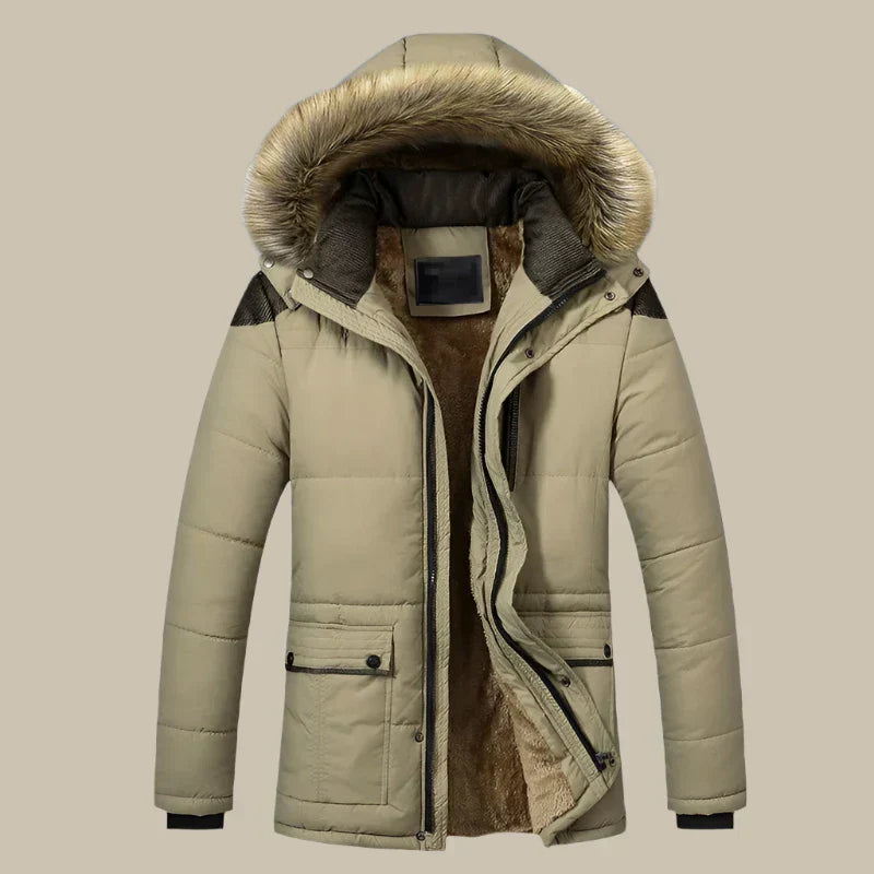 winterparka met afneembare capuchon en imitatiebont
