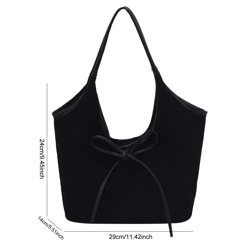 Bella Charm Bag in zwart vegan suède en leer met strikdetail