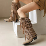 DesertSoul Fringe Boots Damen braun hoch mit Fransen
