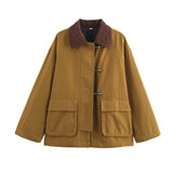 camel workwear damenjacke mit cordkragen und toggle verschluss freigestellt