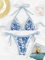 Bikini set blauw met paisley print